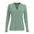 Sage Green Ladies Emma long sleeve blouse on a model, corporate shirts by Azulwear South Africa. Features a classic round neckline, tailored sleeves, and custom embroidery options.