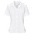 White Ladies short sleeve cotton twill Moderna shirt on a model, corporate shirts by Azulwear South Africa. Features an open neck collar, curved hem, and custom embroidery options.