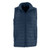 Front profile view of the Navy Blue Unisex Berg Bodywarmer from Azulwear, focusing on the sleek Global Citizen styling and broad chest area optimized for corporate embroidery or screen printing.