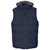 Front profile of the Navy Blue Mens Okinawa Hooded Bodywarmer by Azulwear. Displays the professional quilted padding architecture, perfect for outfitting male staff for corporate uniform programs across South Africa.