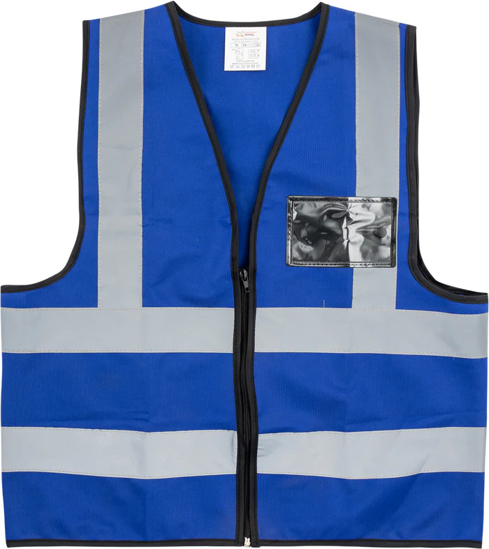 Blue Reflective Safety Vest with Zip & ID Pouch | Azulwear