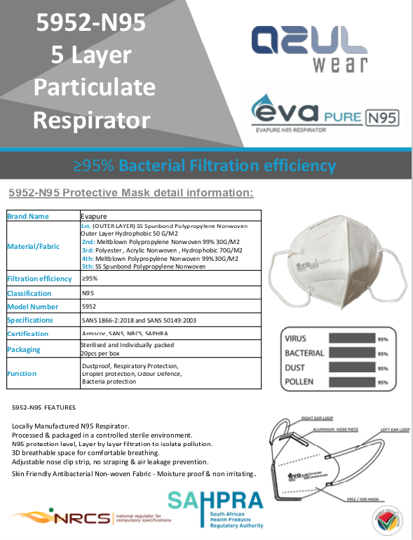 N95 Particulate Respirator N95 Face Masks Azulwear Corporate & Workwear Clothing Suppliers