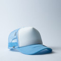 UFlex 5 Panel Curved Peak Trucker Cap | Sky/White