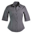 Charcoal -Donna 3/4 Check 3 Blouse-Ladies