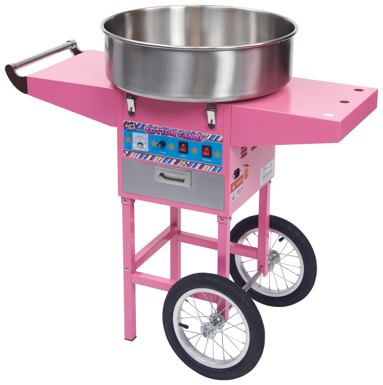 Winco Show Time Cotton Candy Machine with 20.5" S/S Bowl and Cart