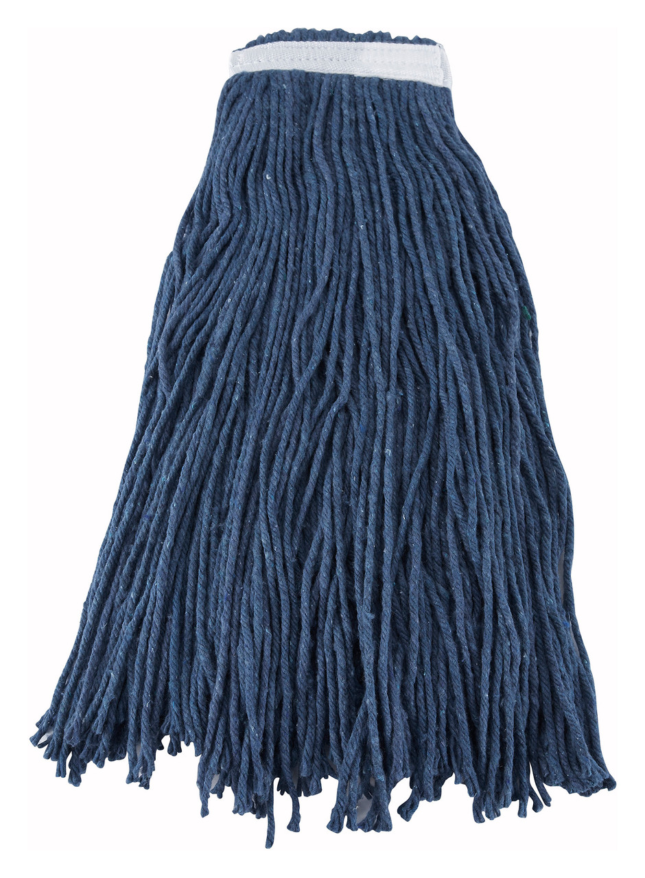 Winco Cotton-Poly Blend Cut-End Wet Mop Head, 32oz, Blue