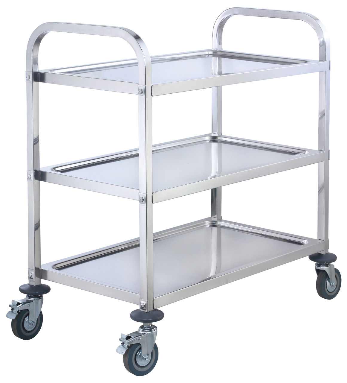 Winco Utility Trolley, 3 Tiers, Medium Size, Stainless Steel,33.5"