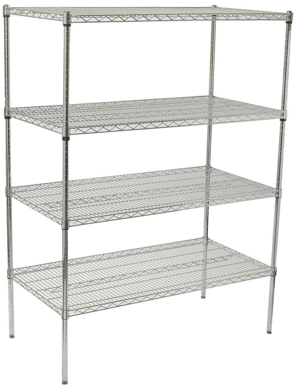 Winco 4-Tier Wire Shelving Set, Chrome Plated, 18" x 36" x 72"