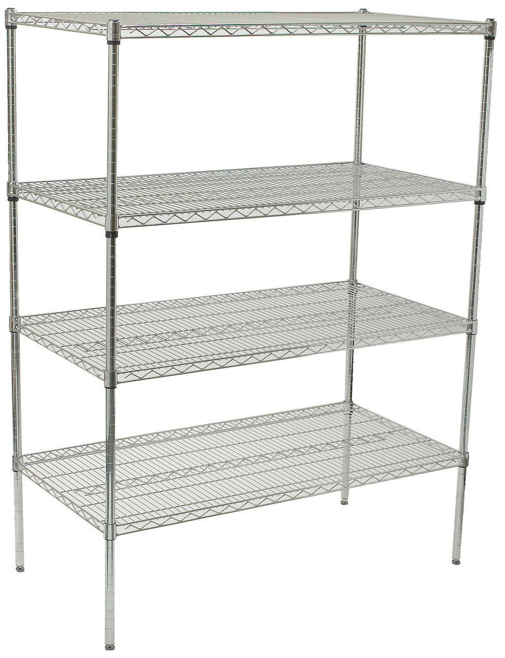 Winco 4-Tier Wire Shelving Set, Chrome Plated, 18" x 48" x 72"