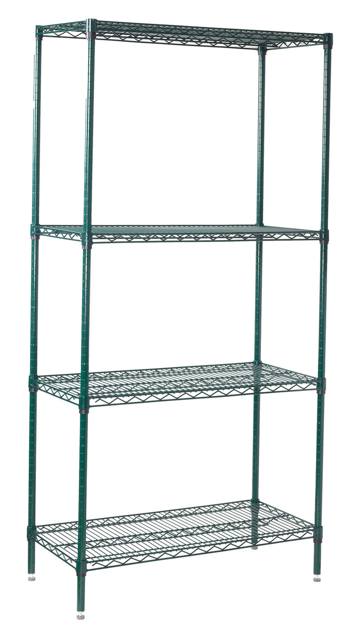 Winco 4-Tier Wire Shelving Set, Epoxy Coated, 24" x 36" x 72"