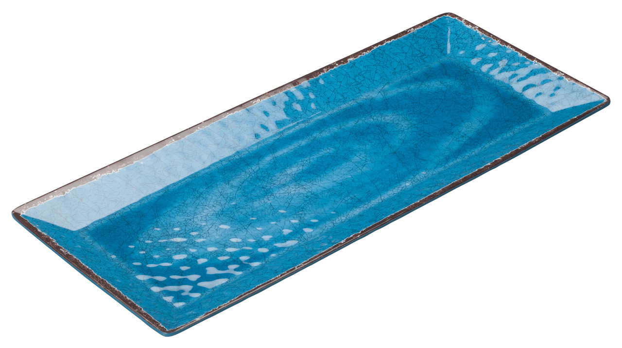 Winco LUZIA 19" x 8" Melamine Rectangular Plate, Blue, 24pcs/case
