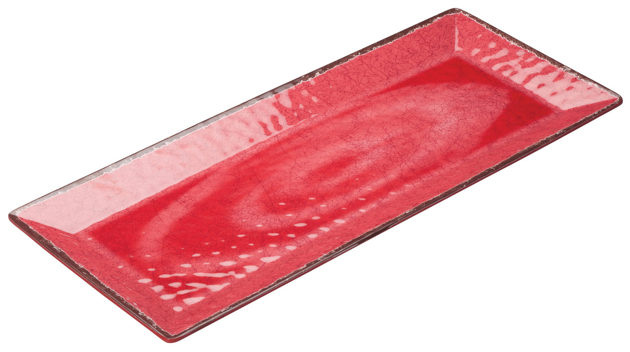 Winco LUZIA 19" x 8" Melamine Rectangular Plate, Red, 24pcs/case