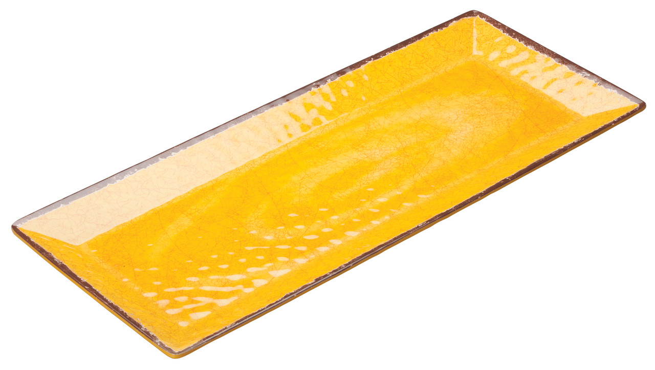 Winco LUZIA 19" x 8" Melamine Rectangular Plate, Yellow, 24pcs/cas