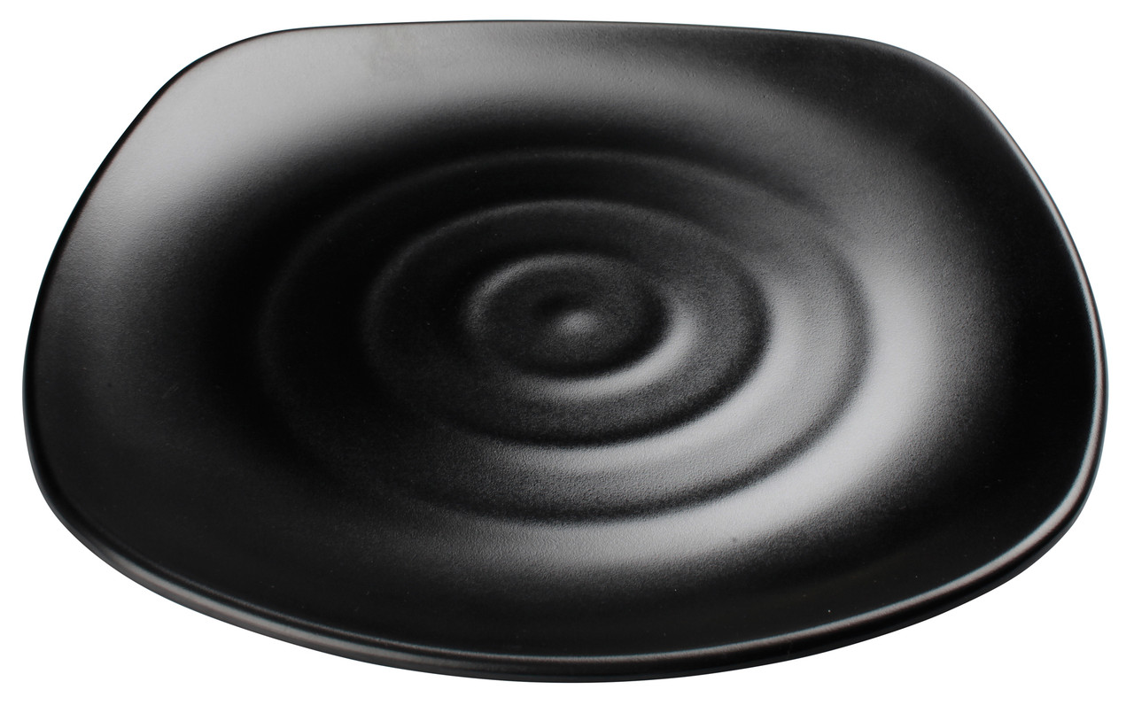 Winco RIKA 13-3/4" Melamine Square Plate, Black, 12pcs/case