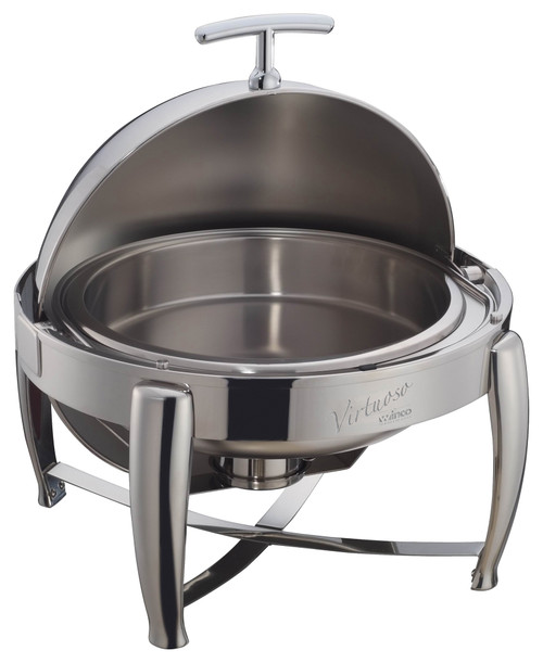 Winco Virtuoso 6qt Round Chafer, Roll-top, S/S, Extra Heavyweight