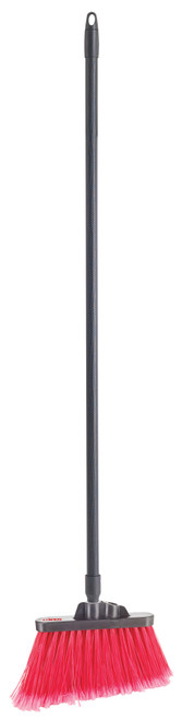 Winco Angle Broom Set, 48”L Fiberglass Handle, Flagged, Red Bristl