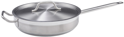 Winco 5qt S/S Saute Pan w/Cover, Induction-Ready