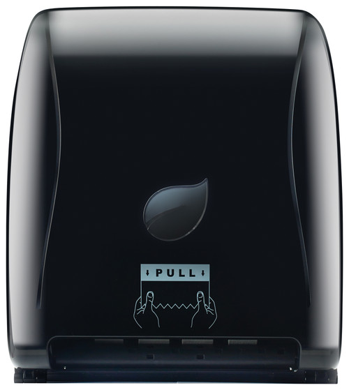 Winco Pur-Clean, Auto Cut Roll Towel Dispenser, Black