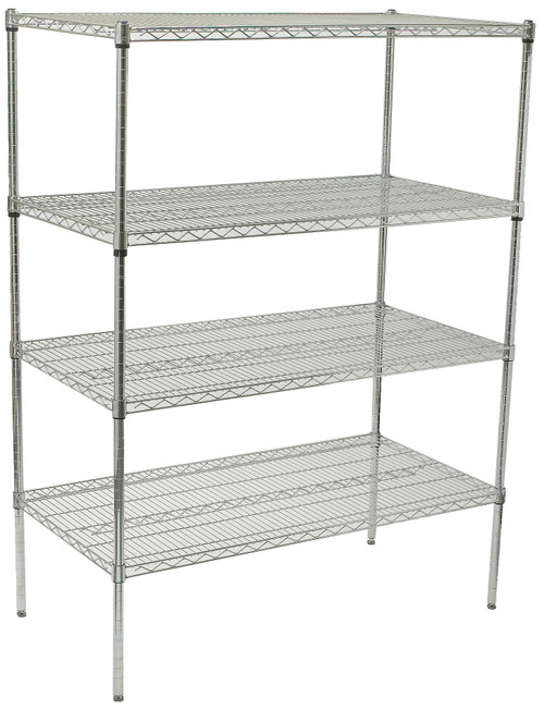Winco 4-Tier Wire Shelving Set, Chrome Plated, 24" x 36" x 72"