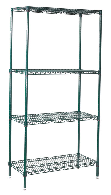 Winco 4-Tier Wire Shelving Set, Epoxy Coated, 24" x 48" x 72"