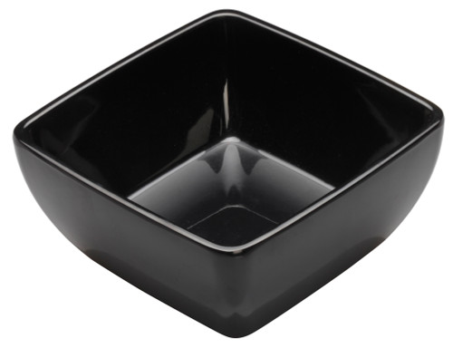 Winco LINZA 5" Melamine Square Bowl, Black, 24pcs/case
