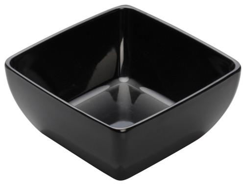 Winco LINZA 7-1/2" Melamine Square Bowl, Black, 12pcs/case