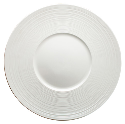 Winco ZENDO 12-1/8"Dia. Porcelain Round Plate, Bright White, 12 pc