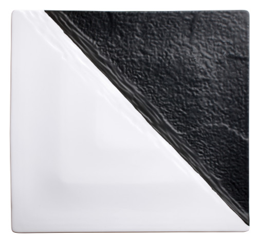 Winco VISCA 13"Sq Porcelain Square Platter, Black & White, 2 pcs/p