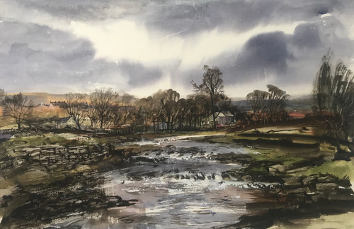 River Allen at Sparty Lee  an original Watercolour by Ben Haslam painted on location February 2024  ( Mounted Price)