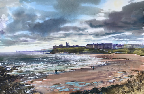Tynemouth Longsands  an Watercolour by Ben Haslam