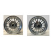 10 inch Mag aluminum wheel set. Both wheels 3.5 inches wide