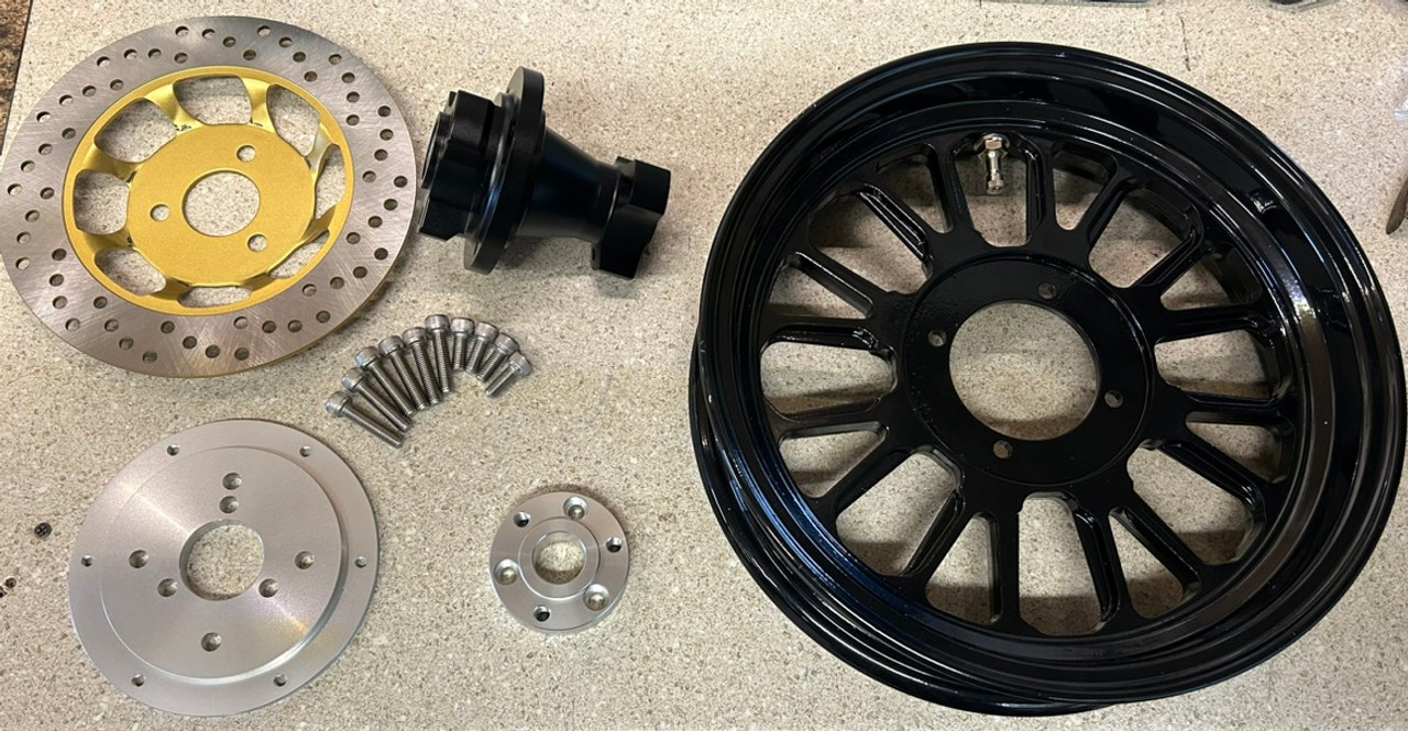 12 inch Cnc Machined wheels 2.75 inches wide. Front and rear assembly Sprocket not included. 