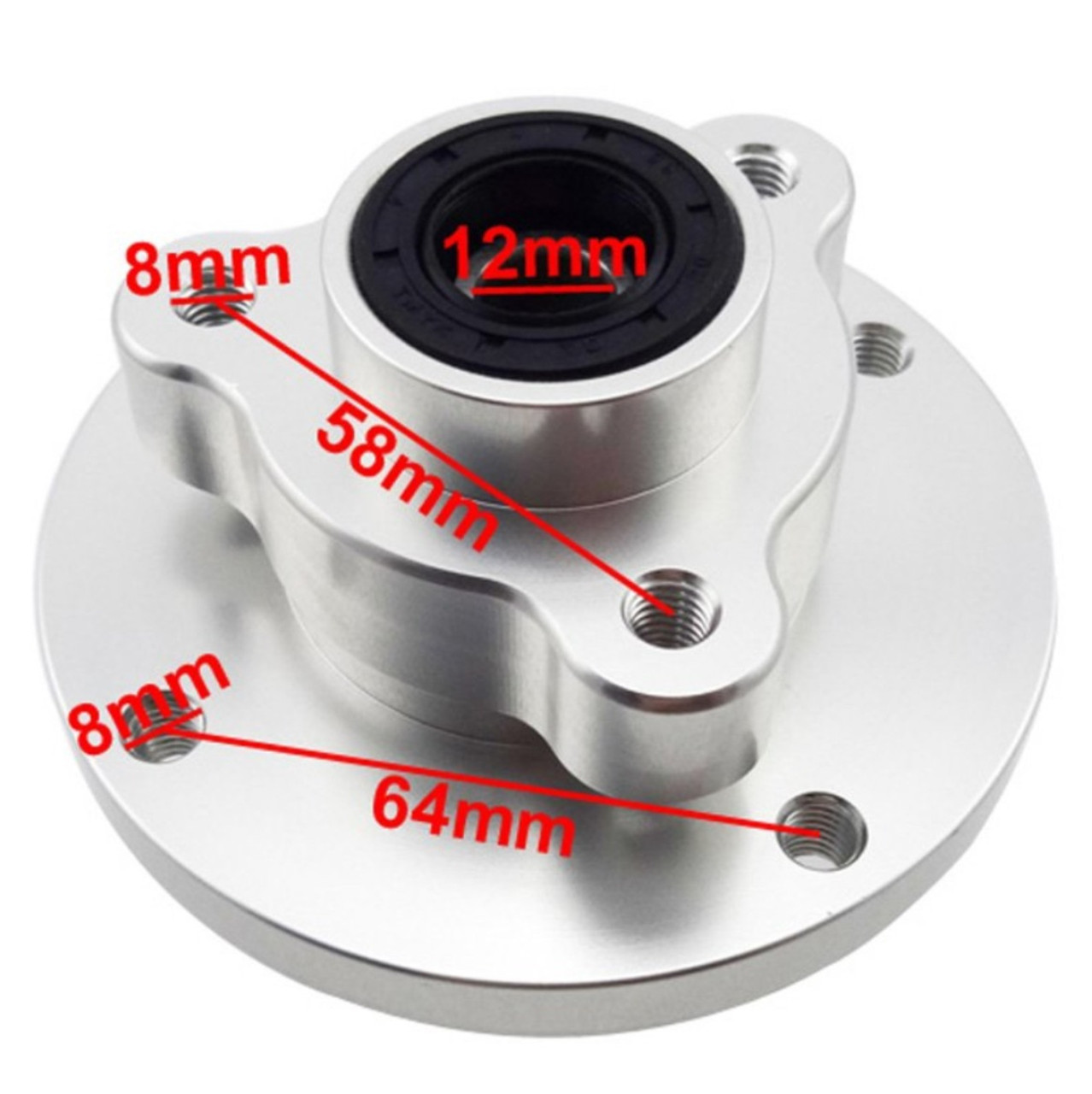  Mini Bike Front  Hub. CNC Alloy Front Wheel Hub  For  Z50 Monkey. 12mm. Silver