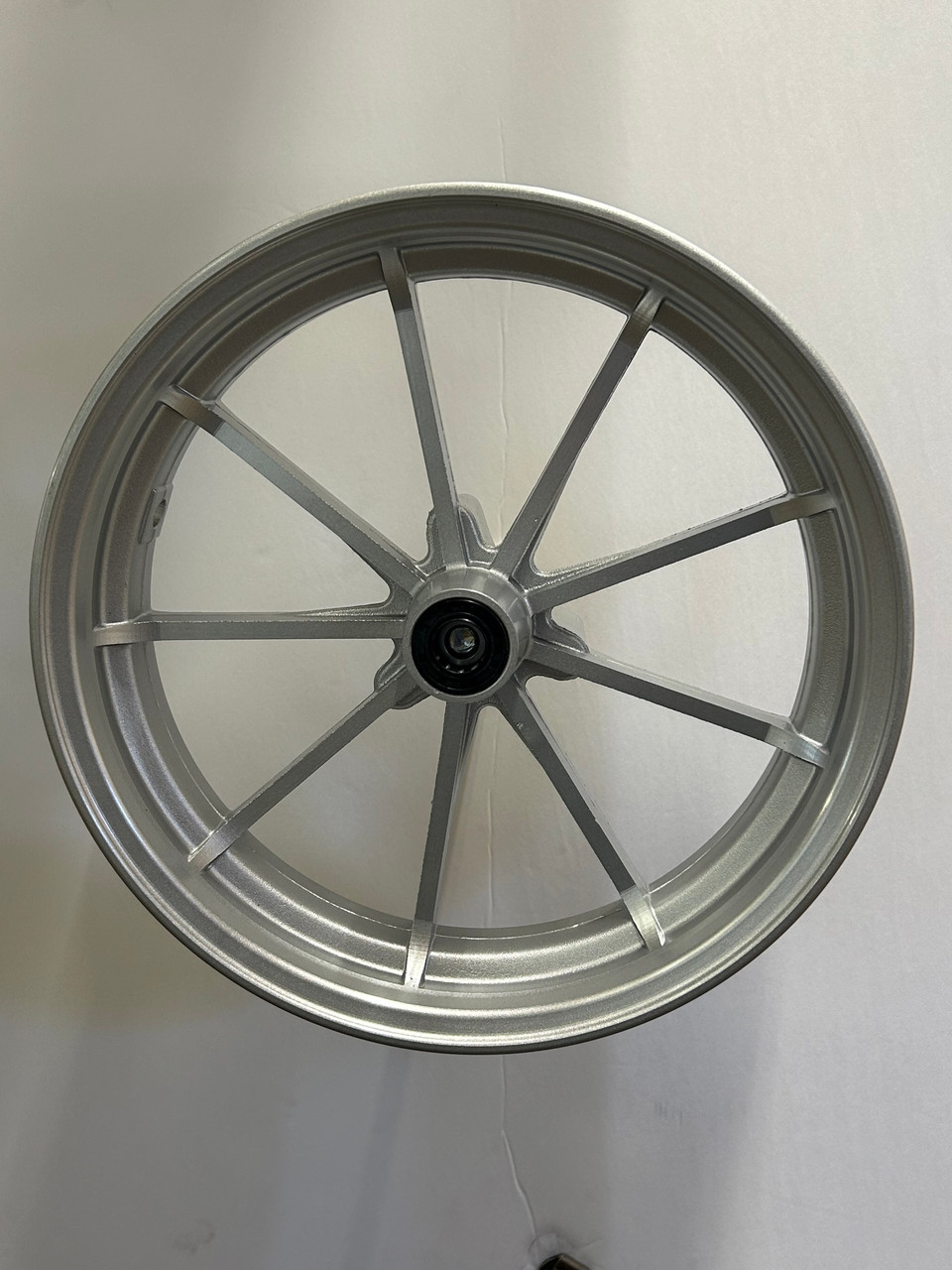 12 inch 2.75 wide Front aluminum wheel. 12 mm bearings silver