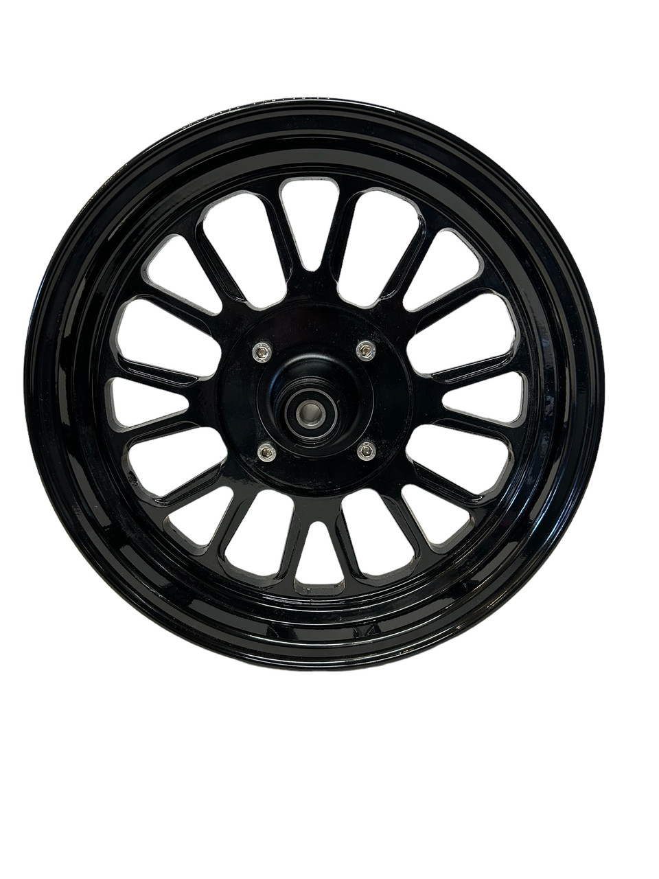 12 Inch Machined Aluminum Front Wheel and Hub BLACK