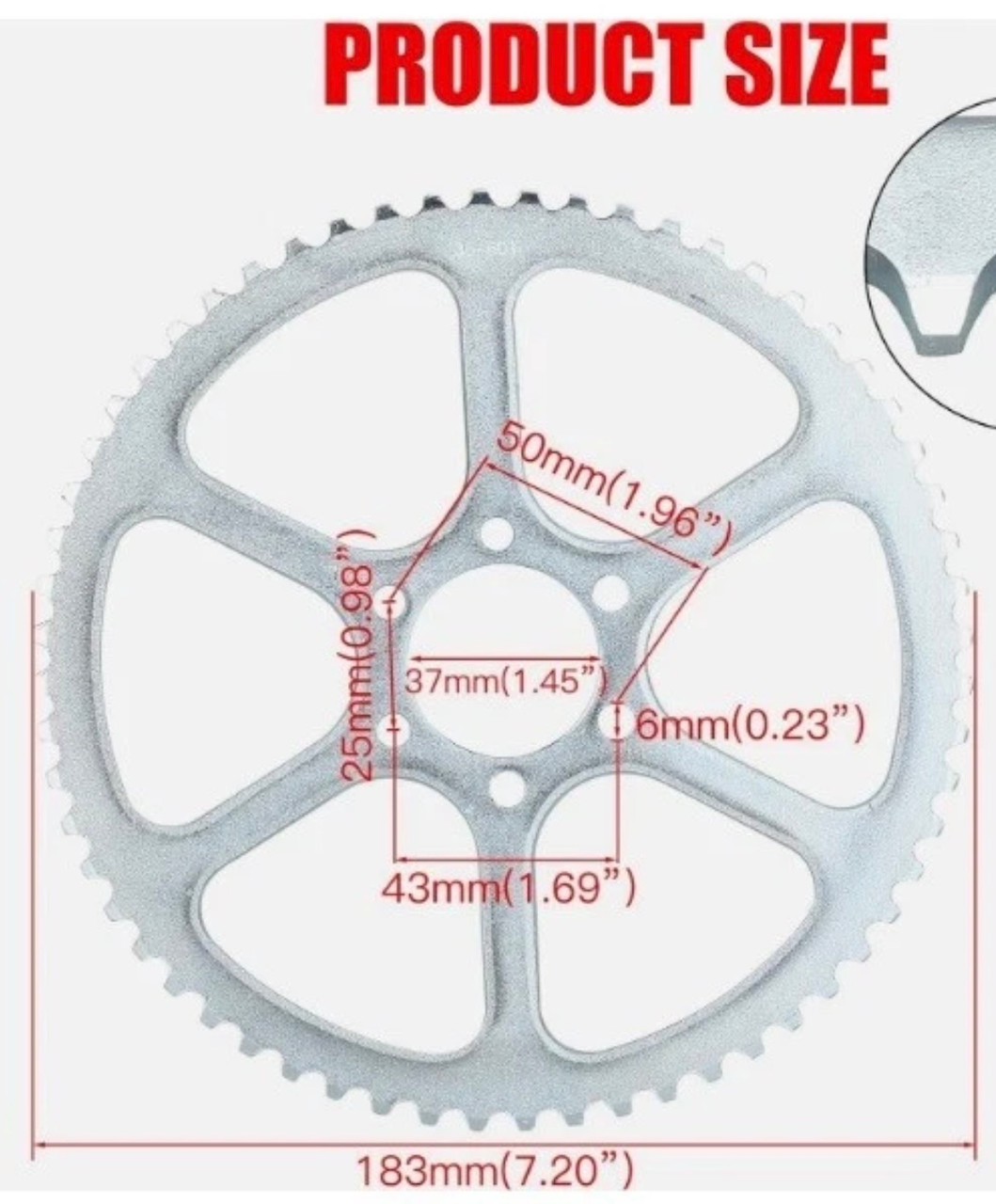 Mini Bike Rear Drive Sprocket #35 Chain 60 Tooth Motovox MBX10 MBX11.
