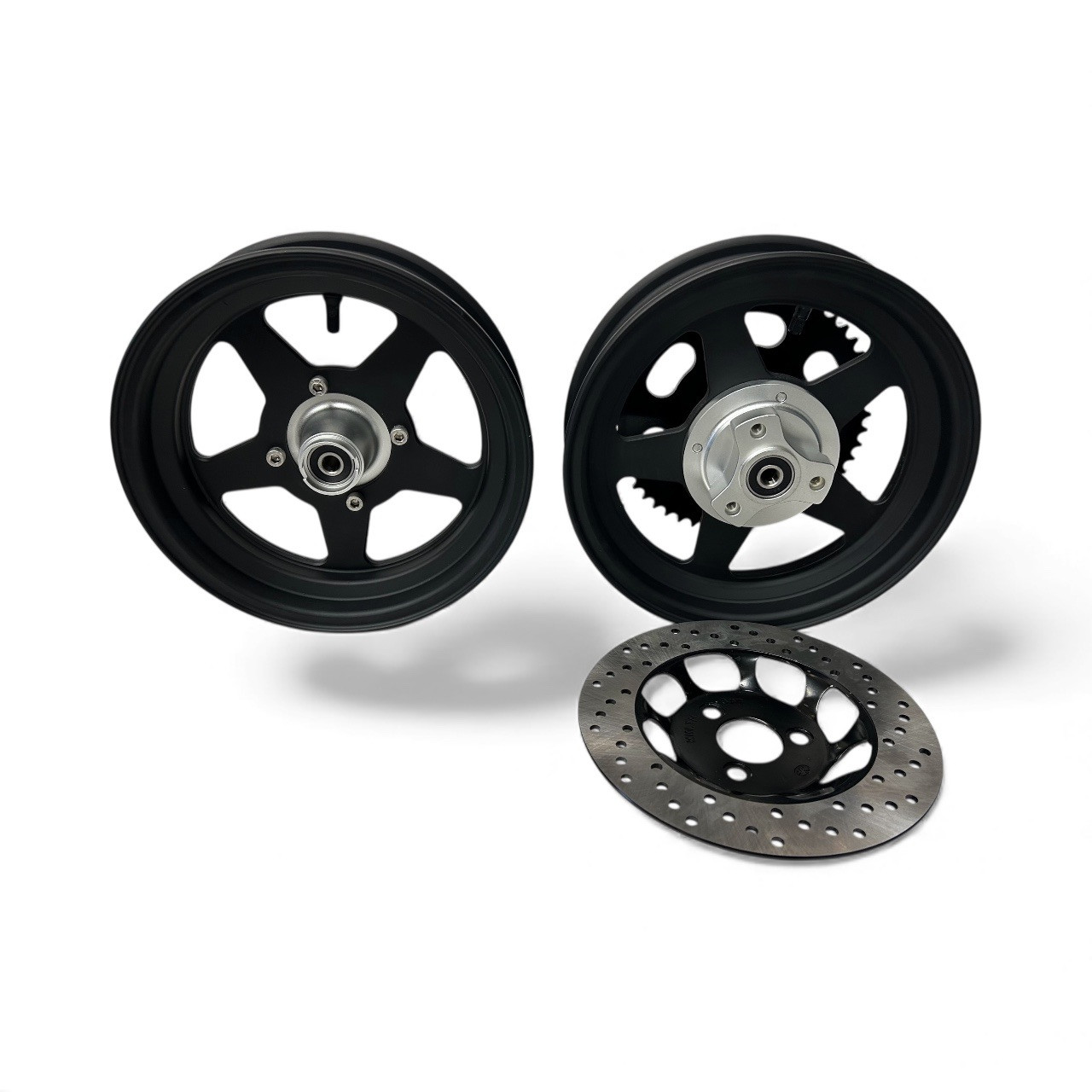 10 Inch  Aluminum Wheel set both wheels are 2.5 inches wide.  