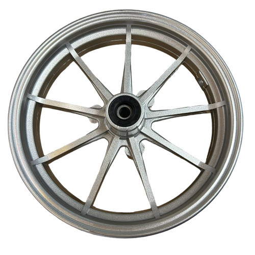 10 Inch mini bike wheel 2.25 inches wide. 12mm bearings silver.  