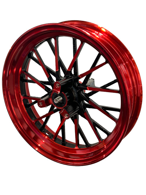  12 inch Mini Bike wheel.  2.75 inches wide. 12mm bearings. Red/Black.