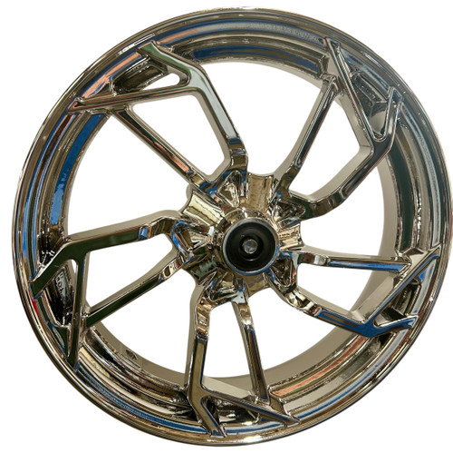  12 inch 2.75 wide Front aluminum wheel. 12 mm bearings Crome Silver