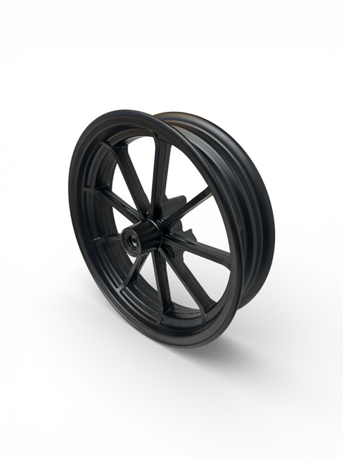 15mm 12 inch 2.75 wide Front aluminum wheel. 15mm Bearings Black