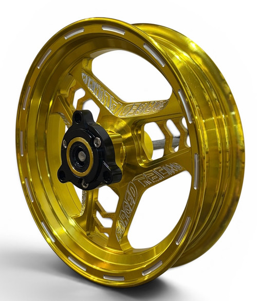 Mini Bike Premium Wheel, 10 inch Diameter by 2.25 inches wide. 12mm Bearings, GOLD