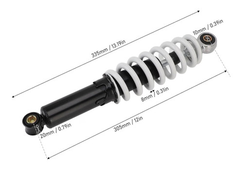 12" Adjustable Shock for Go Kart Mini Bike (10mm ID) Black/White