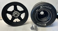 6 x 8.75 wide  wheel and Hoosier tire, with Front 10 inch wheel.  