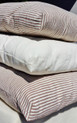 choose your size and fabric, the striped ticking or off-white muslin; they are both 45% Hemp, 55% Organic Cotton.