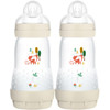 MAM Easy Start Colours of Nature Self Sterilising Anti-Colic Baby Bottle (2 x 260 ml Foxes), Medium Flow MAM Teats Size 2, Reduced Colic Baby Bottle , Newborn Essentials