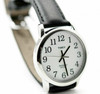 Timex Mens T20501 Easy Reader Watch Analogue Display Black Leather Strap White