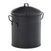 Leecroft Metal Mini Bin Rubbish Waste Dustbin with Lids for House & Garden - Black