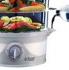 Russell Hobbs 3 Tier Food Steamer 9L 60 Minute Timer 2 Water Inlets 800 Watt