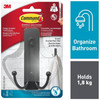 3M Command Bathroom Large Double Bath Hook Holds up to 4kg Matte Black